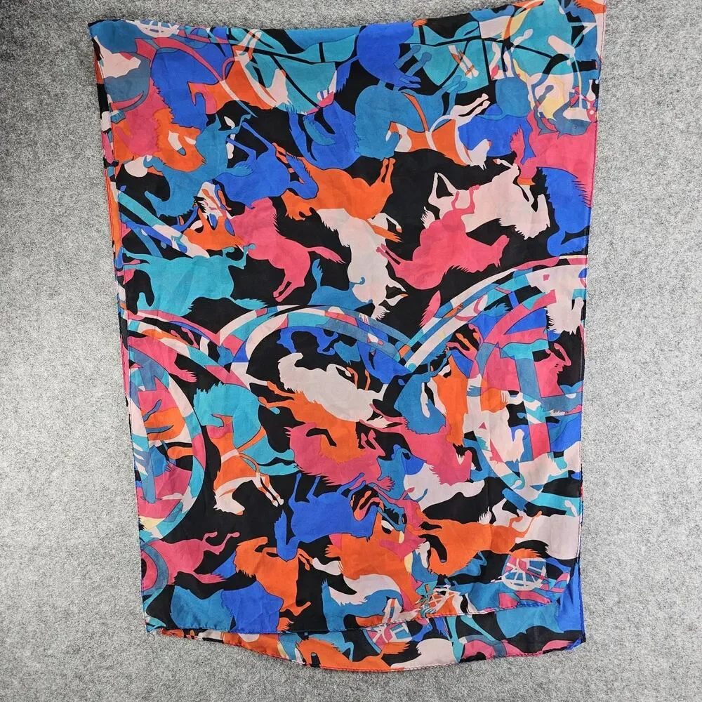 Lightweight Equestrian Scarf Colorful Abstract Art To Wear Horse Design 60